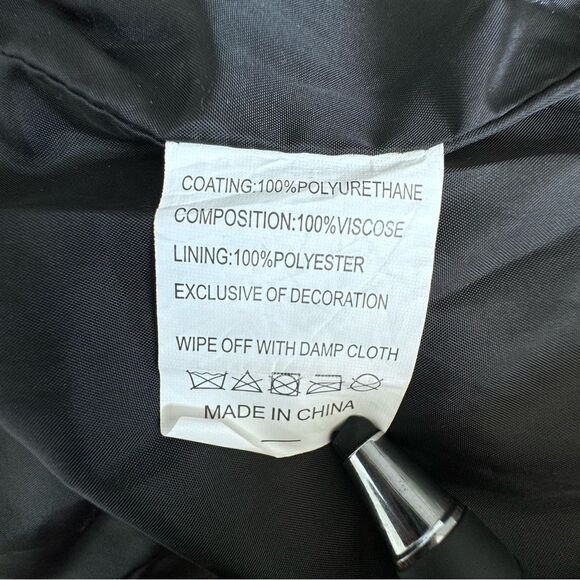 Geschallino Faux Leather Jacket Boho Short Biker Bomber Coat SZ L NEW - Picture 14 of 15